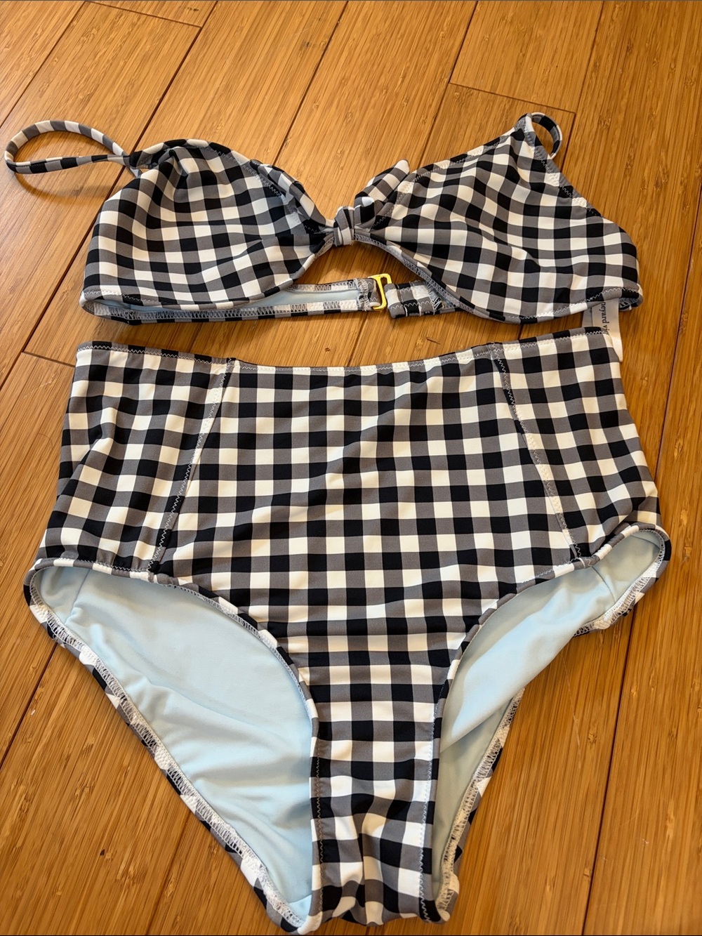 Vineyard Vines Black & White Gingham High-Waist Bikini
